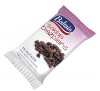 Baltais saldais biezpiens ar rozīnēm 180 g